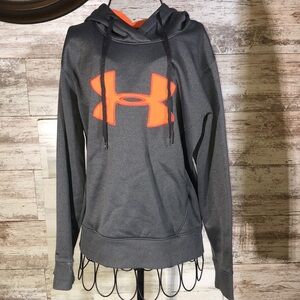 Under Armour cold gear hoodie orange and gray sweatshirt size medium thicker​​​